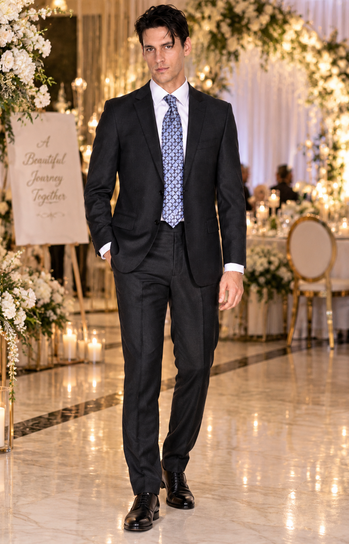 Mantoni  Men’s Suit-Solid Gray- High End Suits - High Quality Suits