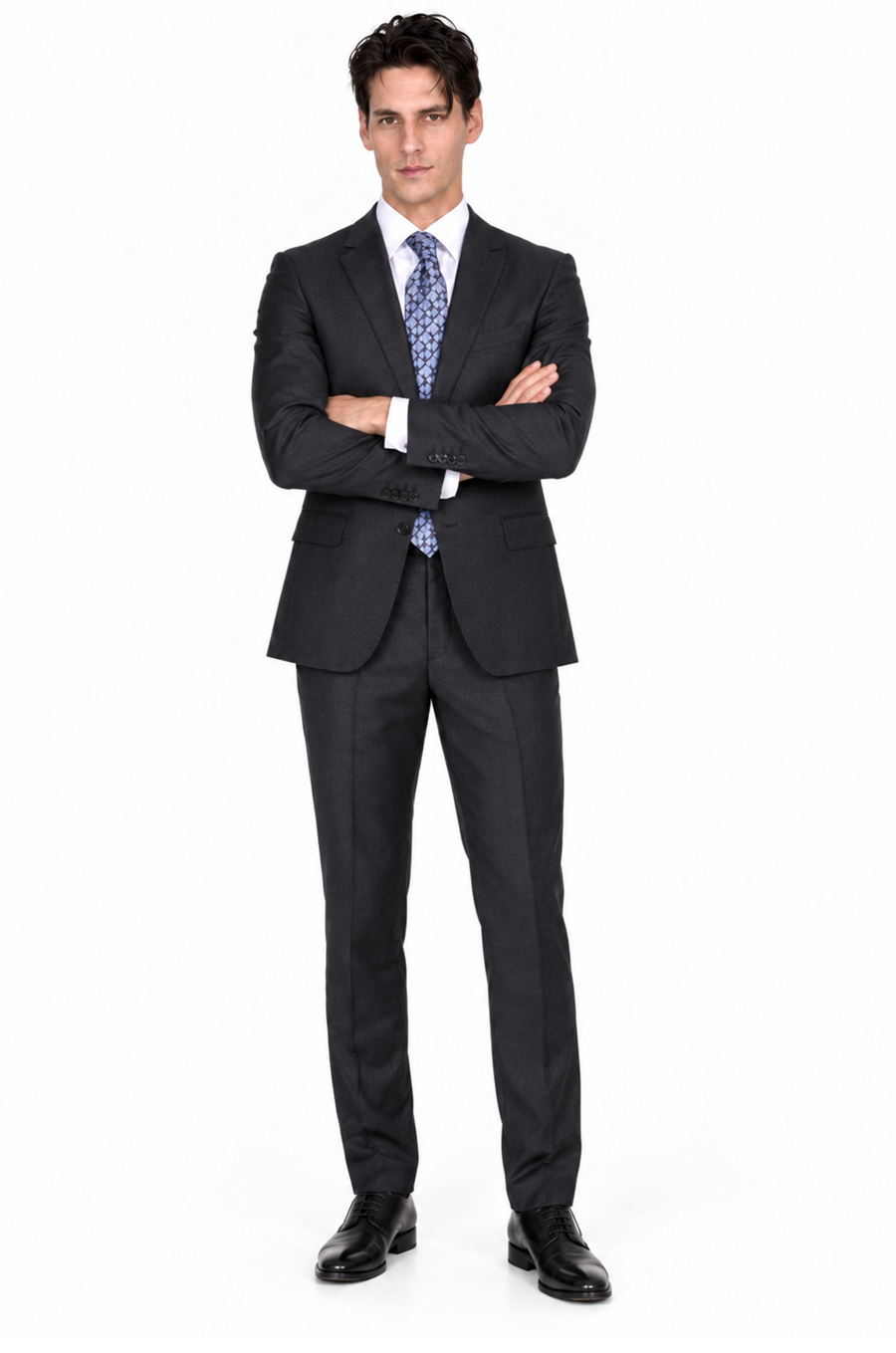 Mantoni  Men’s Suit-Solid Gray- High End Suits - High Quality Suits