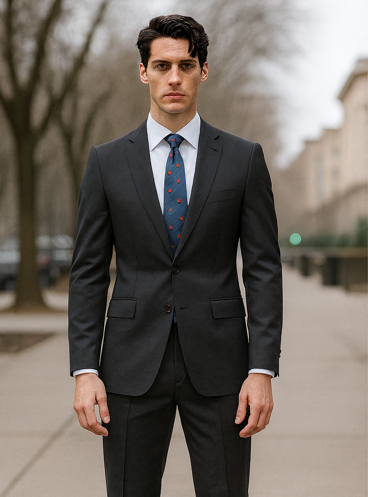 Bertolini Silk & Fabric Men's Suit-Navy- High End Suits - High Quality Suits