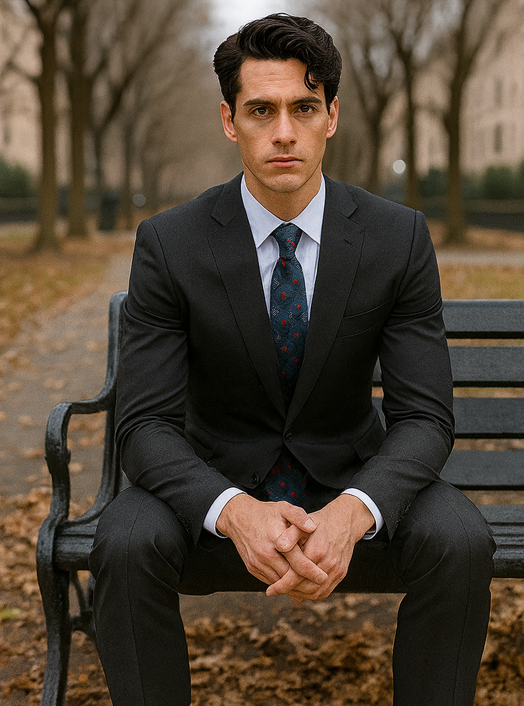 Bertolini Silk & Fabric Men's Suit-Navy- High End Suits - High Quality Suits