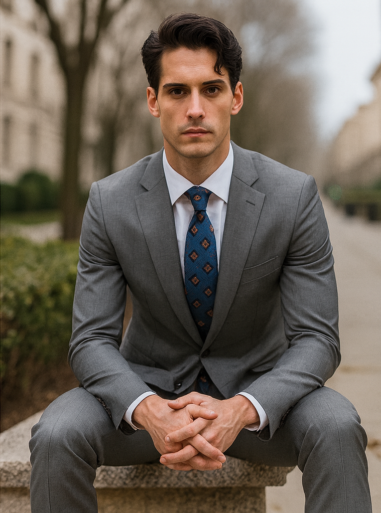 Bertolini Silk & Fabric Men's Suit-Light Gray- High End Suits - High Quality Suits