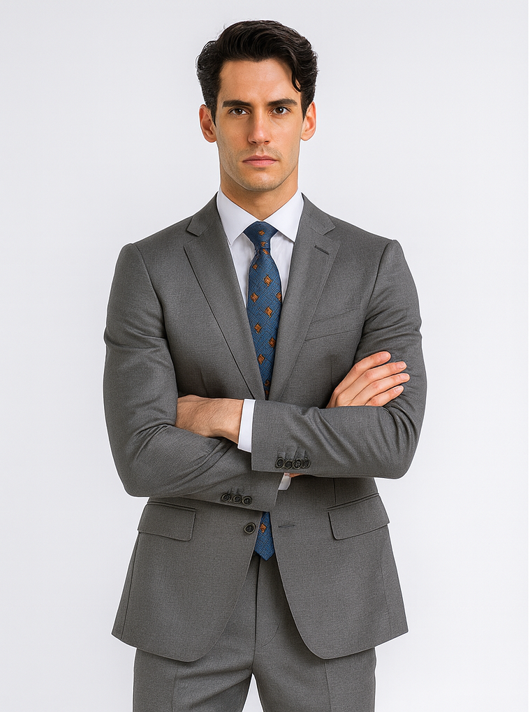 Bertolini Silk & Fabric Men's Suit-Light Gray- High End Suits - High Quality Suits