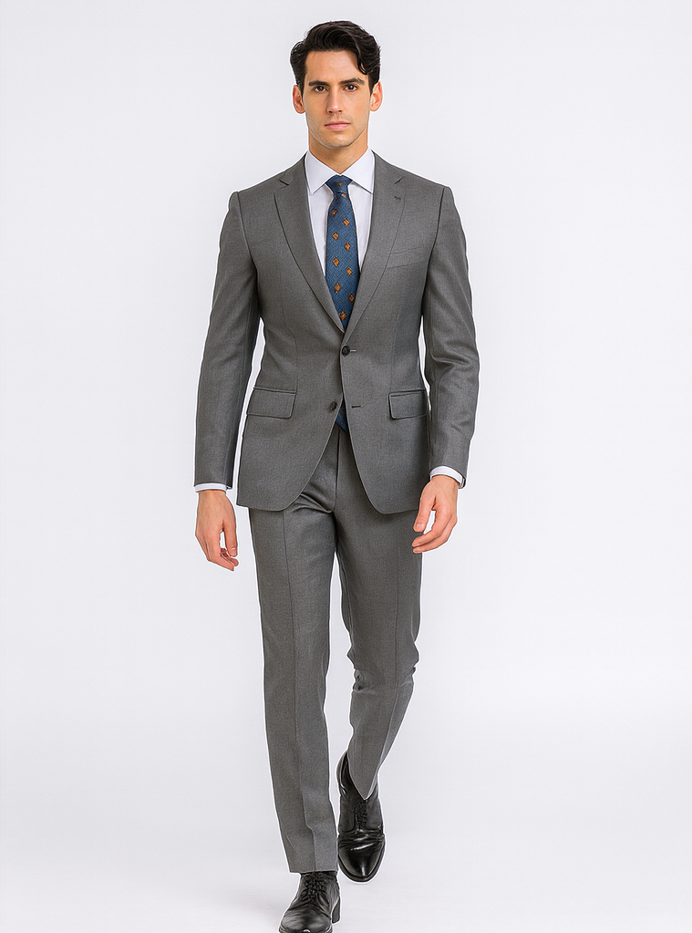 Bertolini Silk & Fabric Men's Suit-Light Gray- High End Suits - High Quality Suits