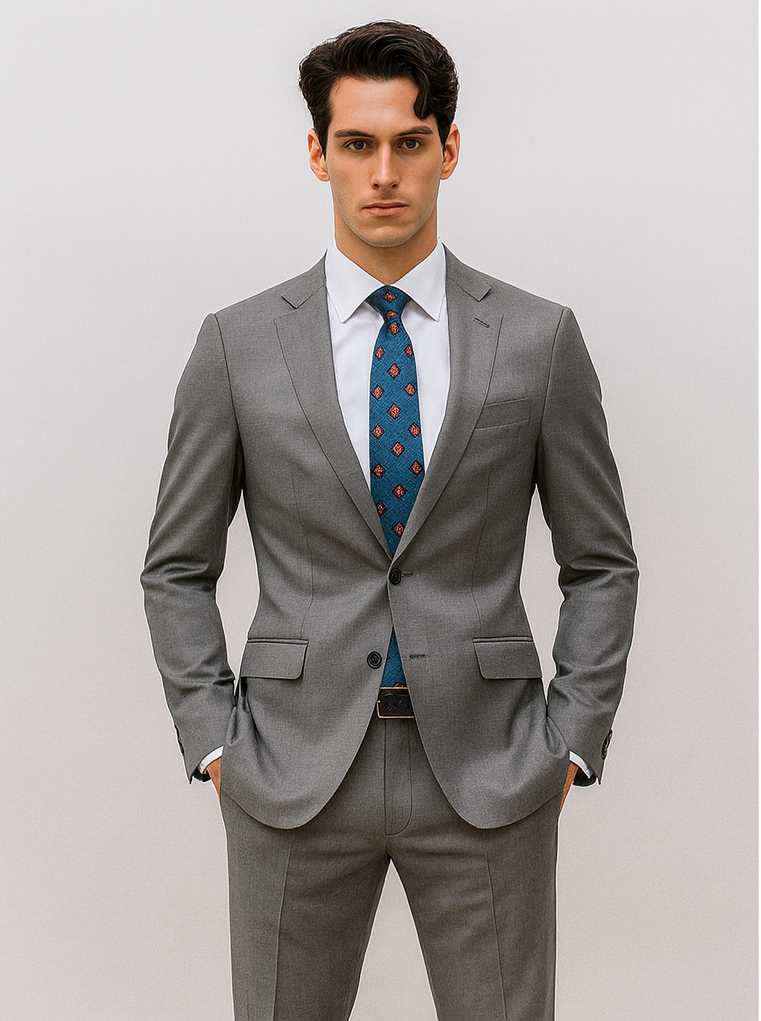 Bertolini Silk & Fabric Men's Suit-Light Gray- High End Suits - High Quality Suits