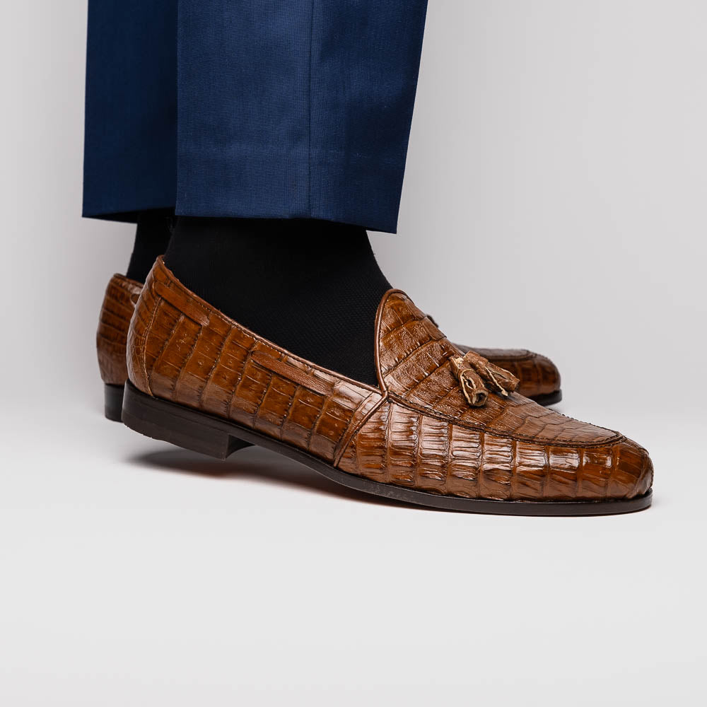 Marco Di Milano Caiman Crocodile Tassel Loafers