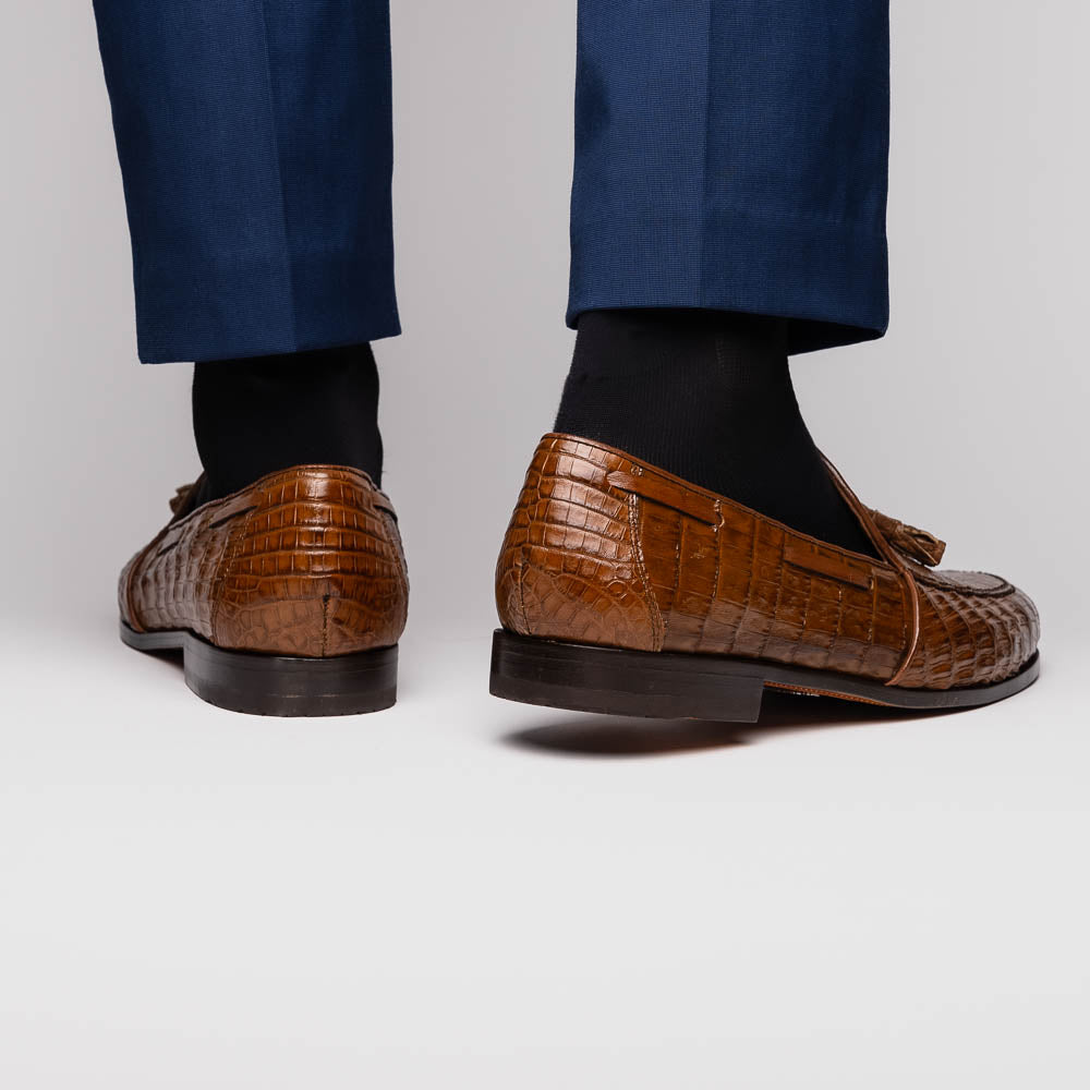 Marco Di Milano Caiman Crocodile Tassel Loafers