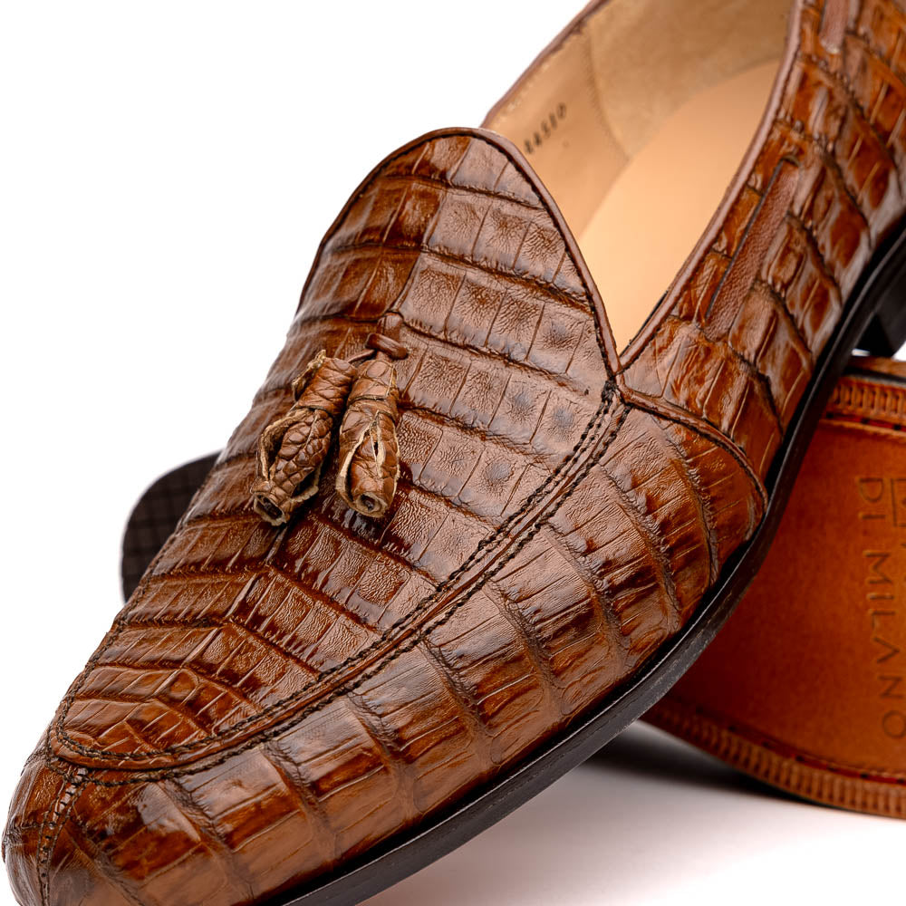 Marco Di Milano Caiman Crocodile Tassel Loafers