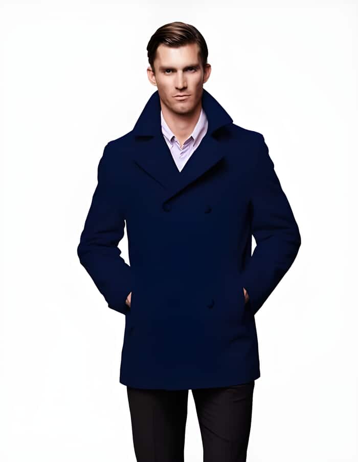 Men's Navy Blue Six Button Wool Peacoat