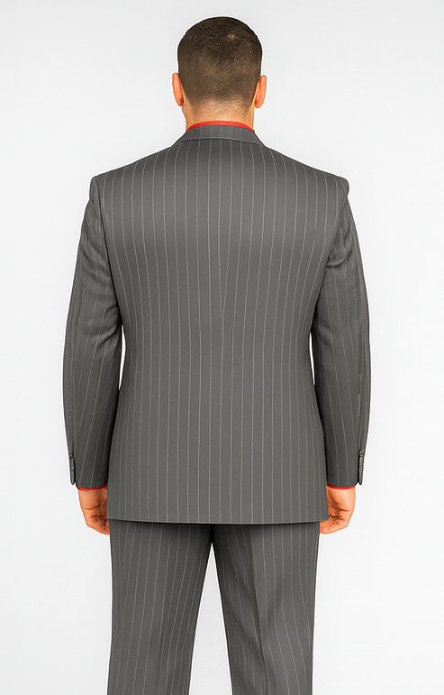Big and Tall Grey Pinstripe Vested Suit