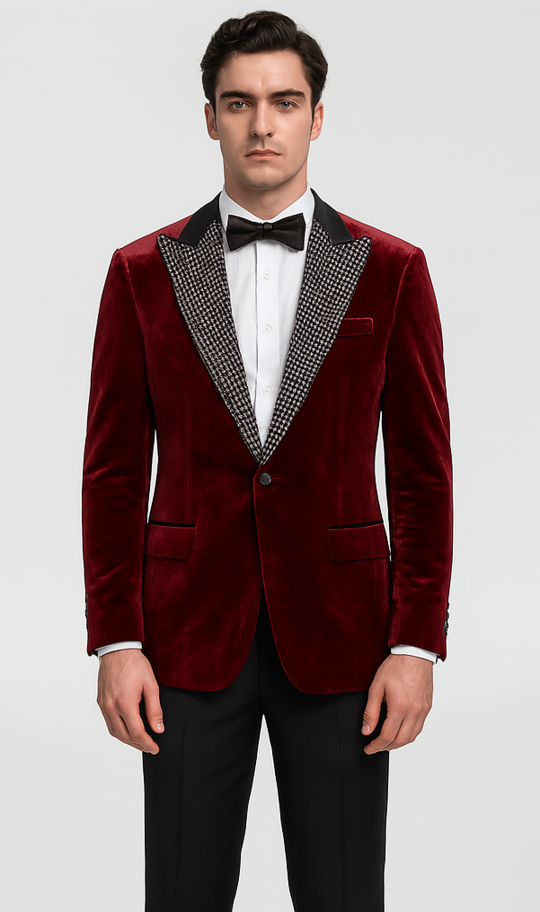 Big & Tall Burgundy Velvet Blazer - Stacy Adams