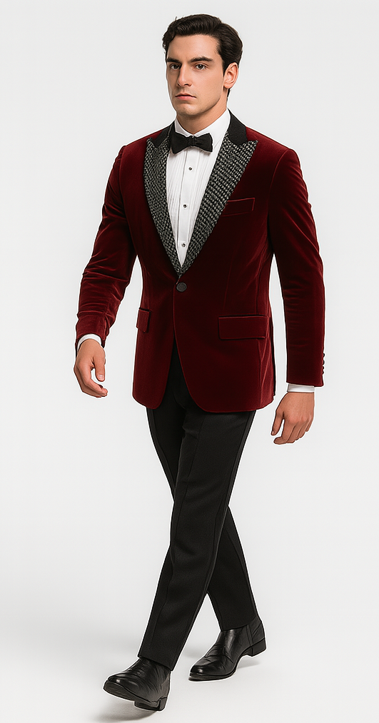 Big & Tall Burgundy Velvet Blazer - Stacy Adams