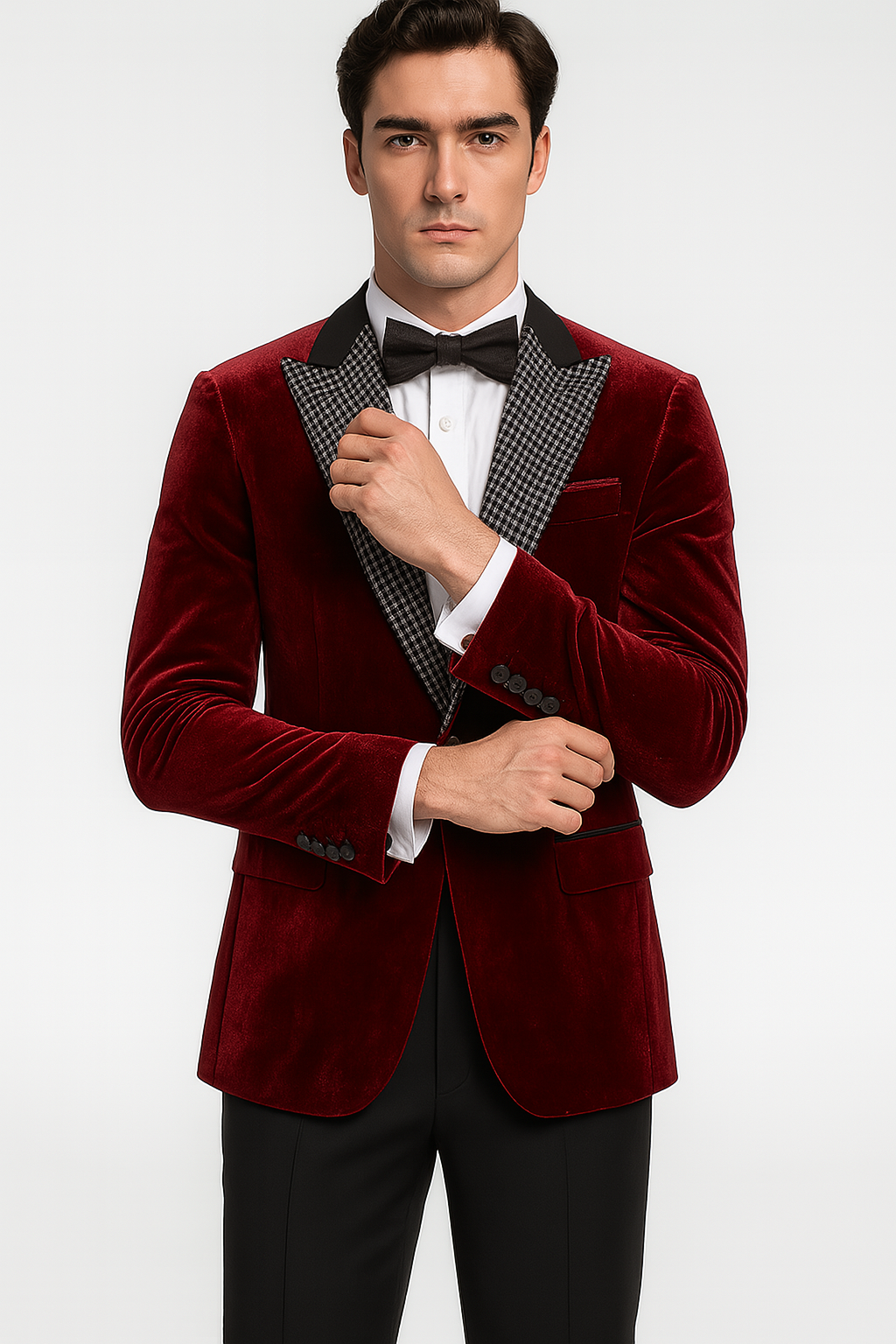 Big & Tall Burgundy Velvet Blazer - Stacy Adams
