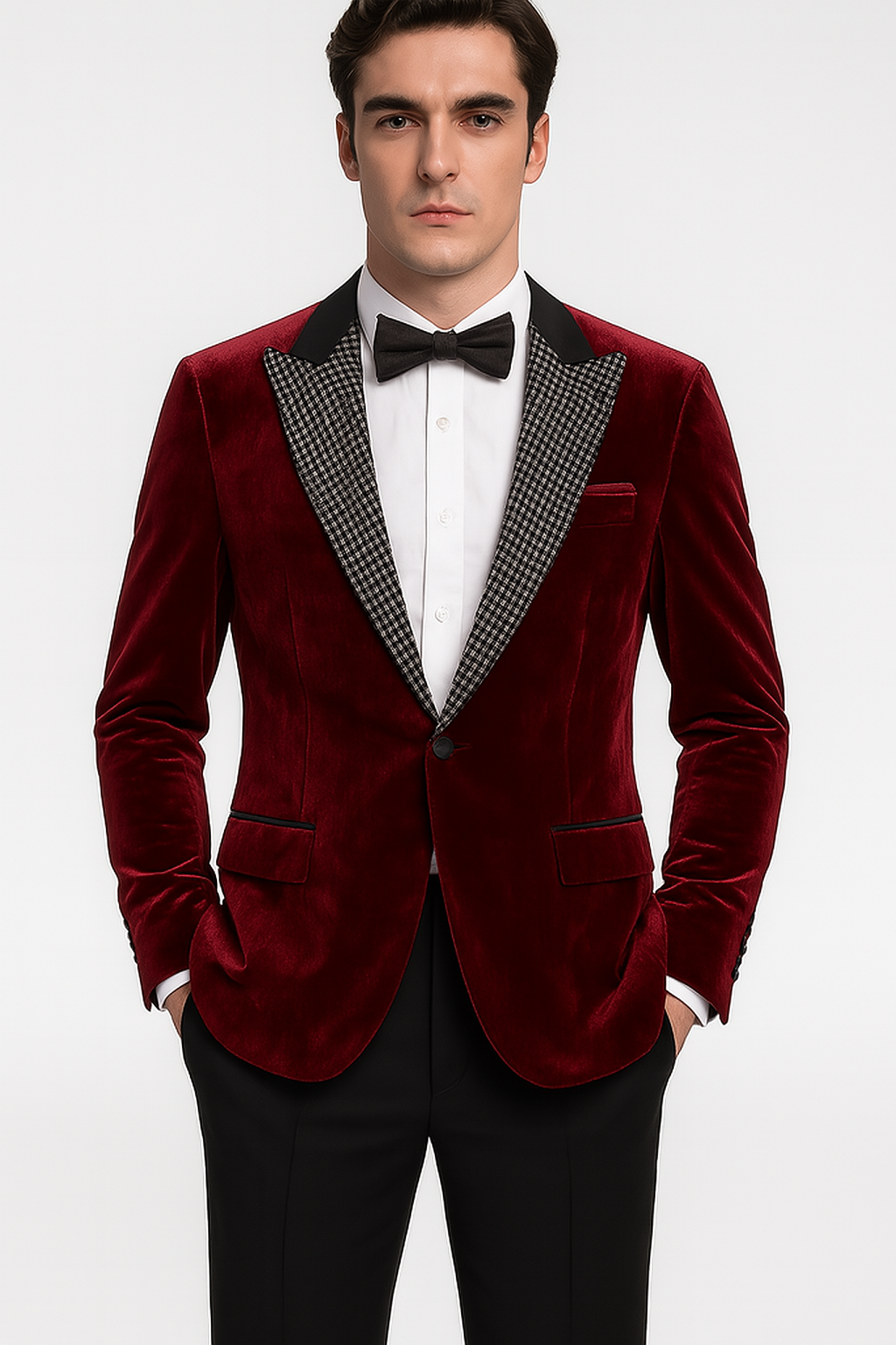 Big & Tall Burgundy Velvet Blazer - Stacy Adams