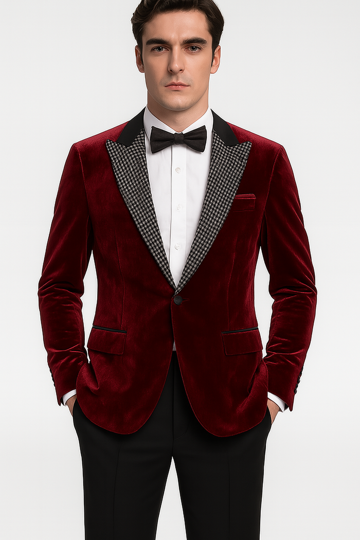 Big & Tall Burgundy Velvet Blazer - Stacy Adams