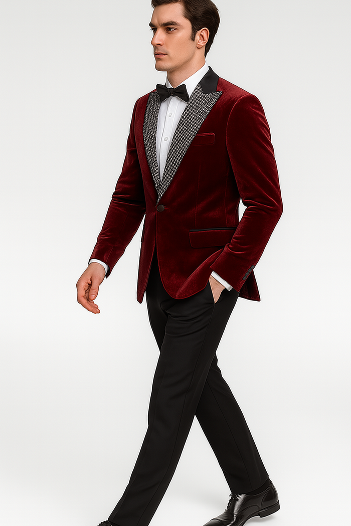 Big & Tall Burgundy Velvet Blazer - Stacy Adams