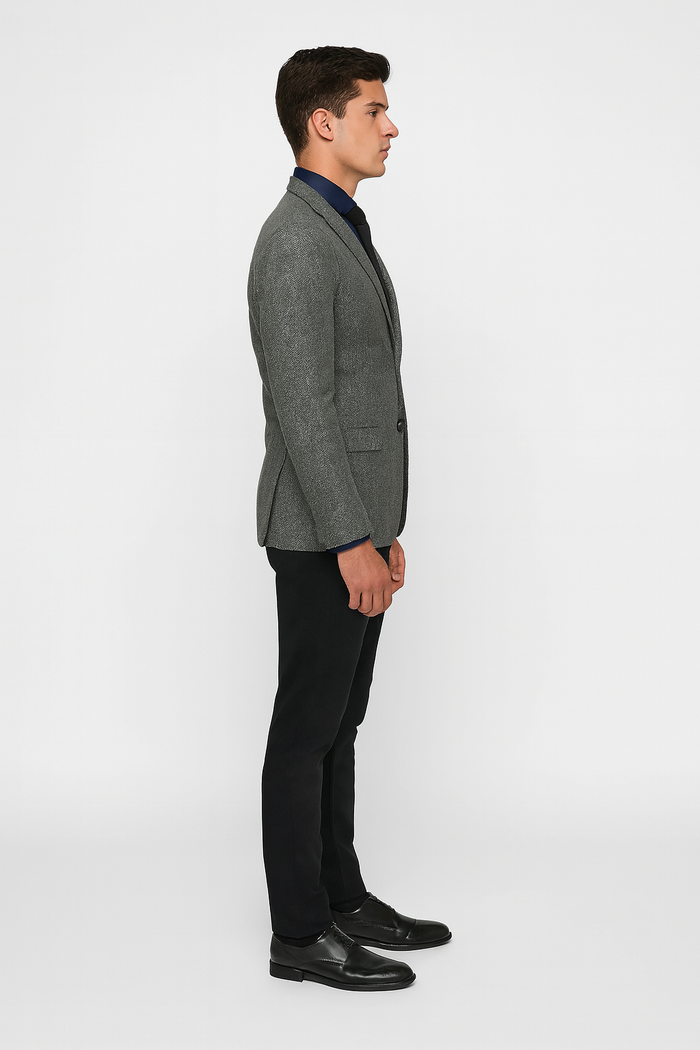 Black and White Tweed Blazer - Gray Herringbone Sport Coat - Slim Fit Men's Blazer