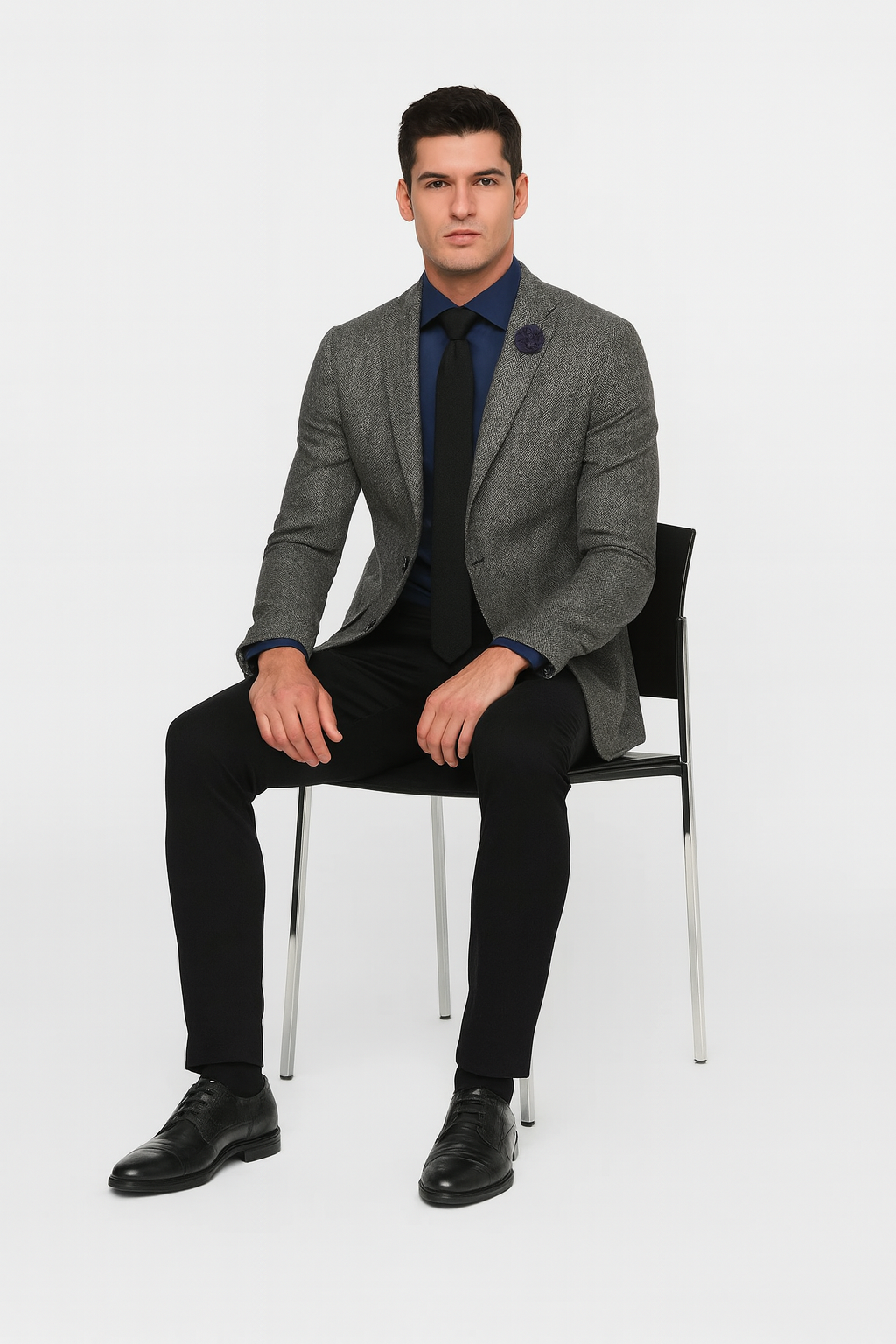 Black and White Tweed Blazer - Gray Herringbone Sport Coat - Slim Fit Men's Blazer