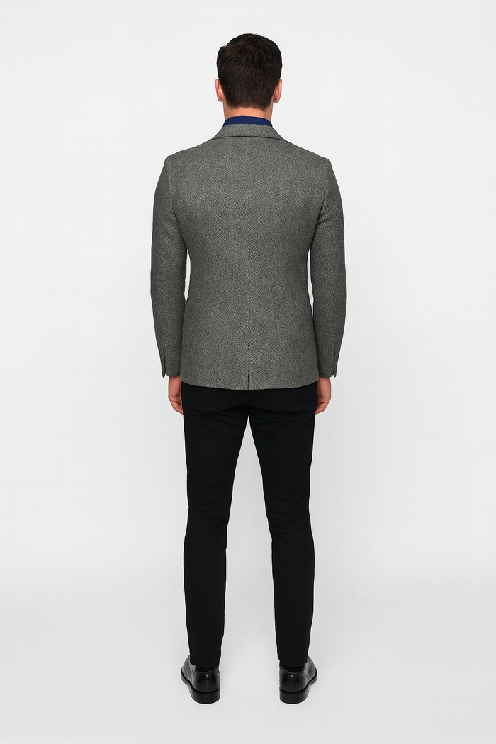 Black and White Tweed Blazer - Gray Herringbone Sport Coat - Slim Fit Men's Blazer