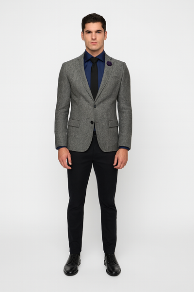 Black and White Tweed Blazer - Gray Herringbone Sport Coat - Slim Fit Men's Blazer