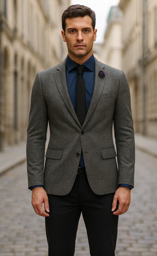 Black and White Tweed Blazer - Gray Herringbone Sport Coat - Slim Fit Men's Blazer