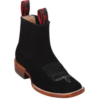 Mens Suede Boots - Square Toe Black