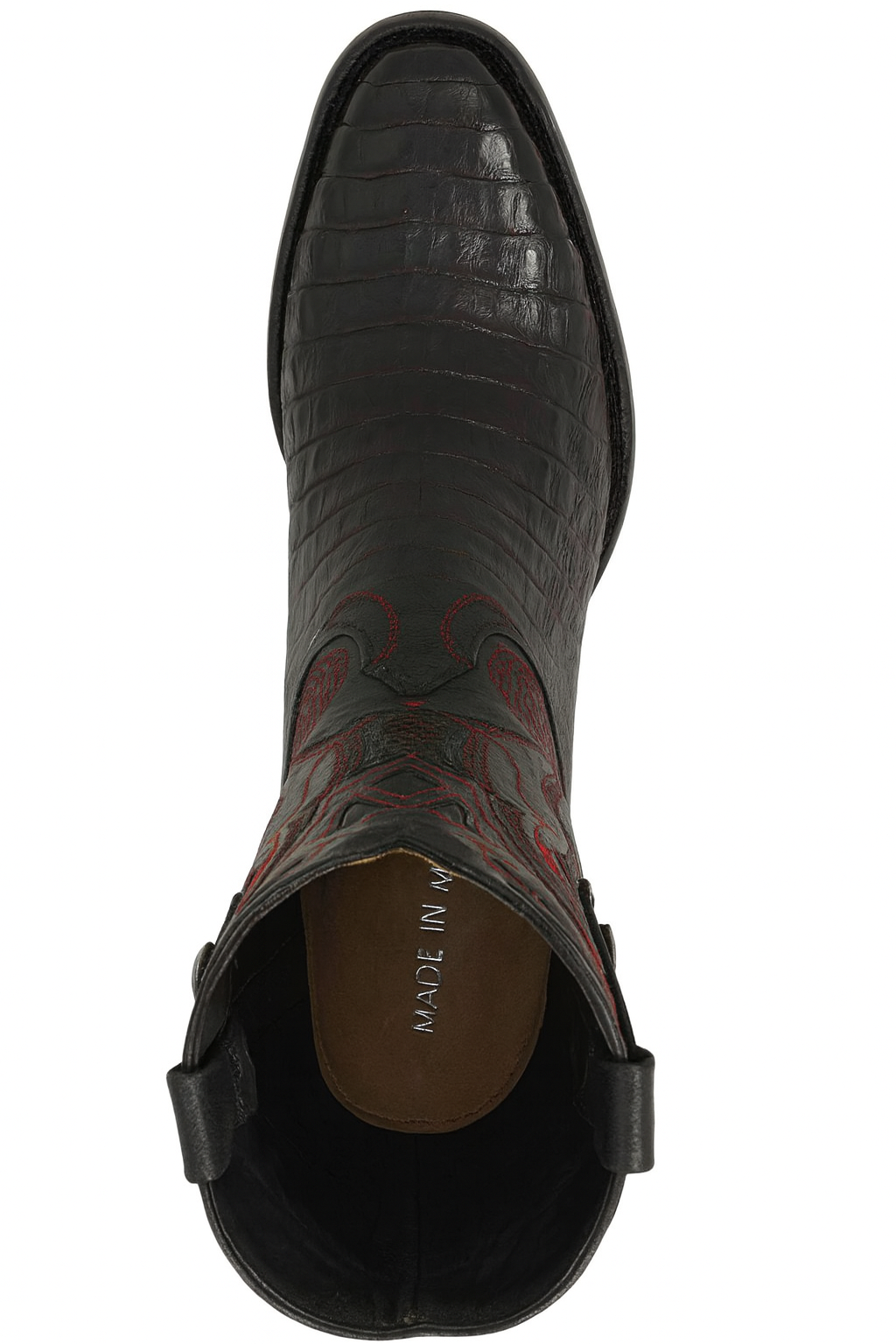 Black Cherry Caiman Cowboy Boots Snip Toe