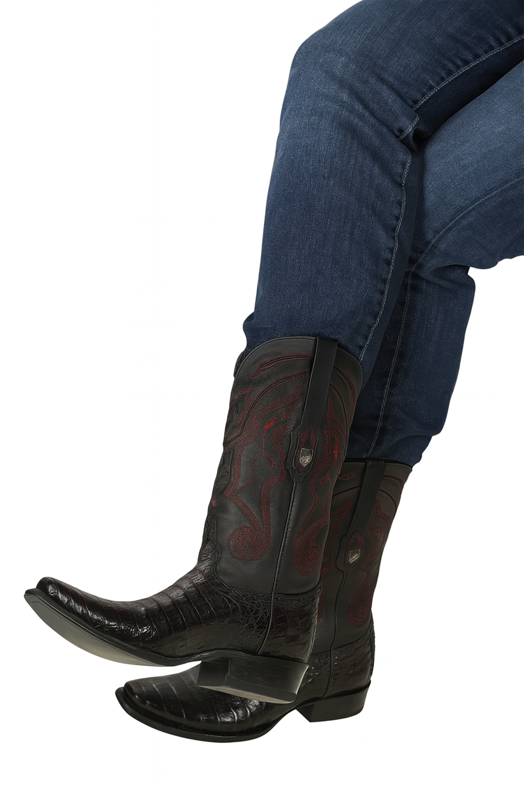 Black Cherry Caiman Cowboy Boots Snip Toe