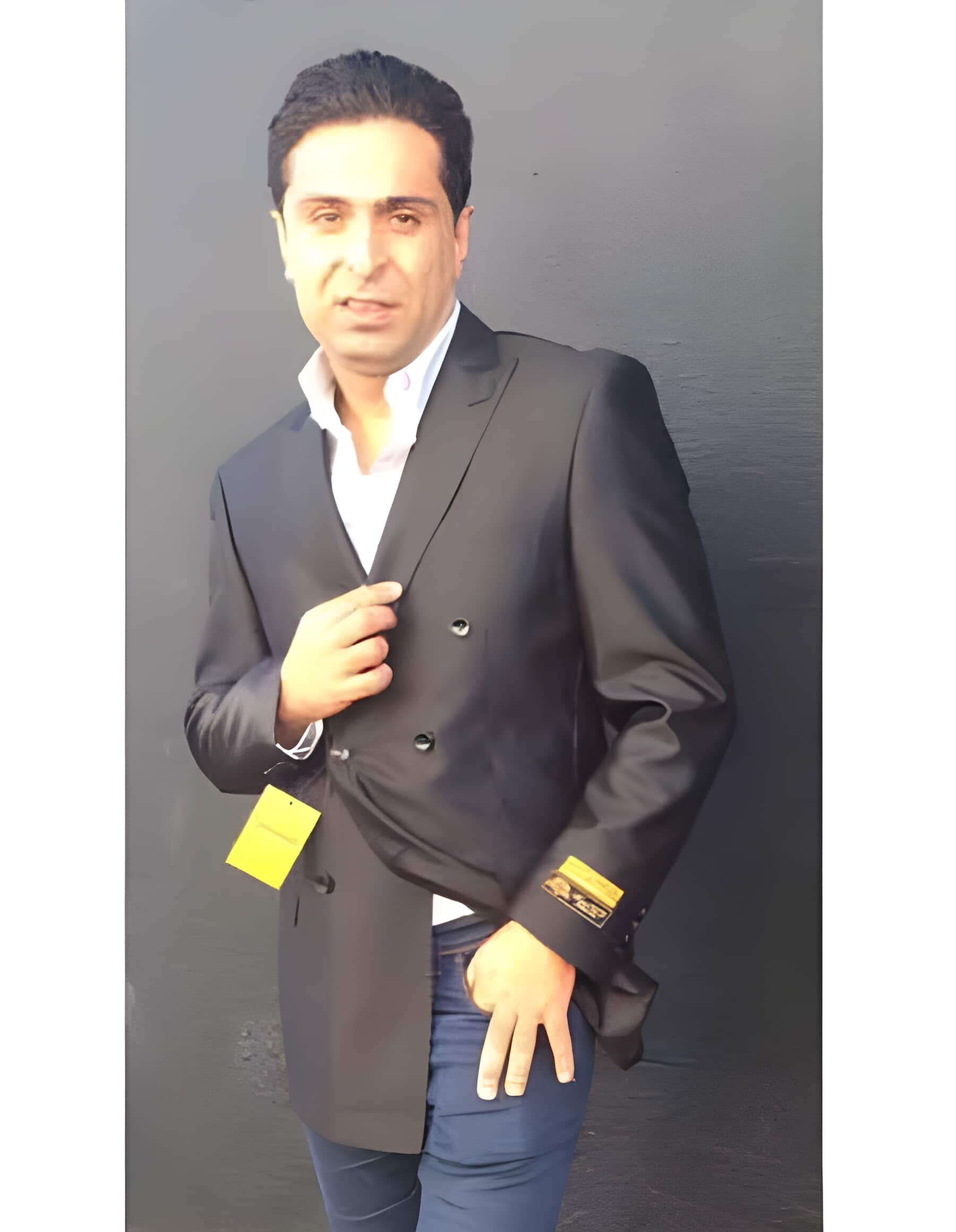 Alberto Nardoni Brand Men's Black Double Breasted Blazer ~ Sport Coat Jacket(Wholesale Price) Advanced