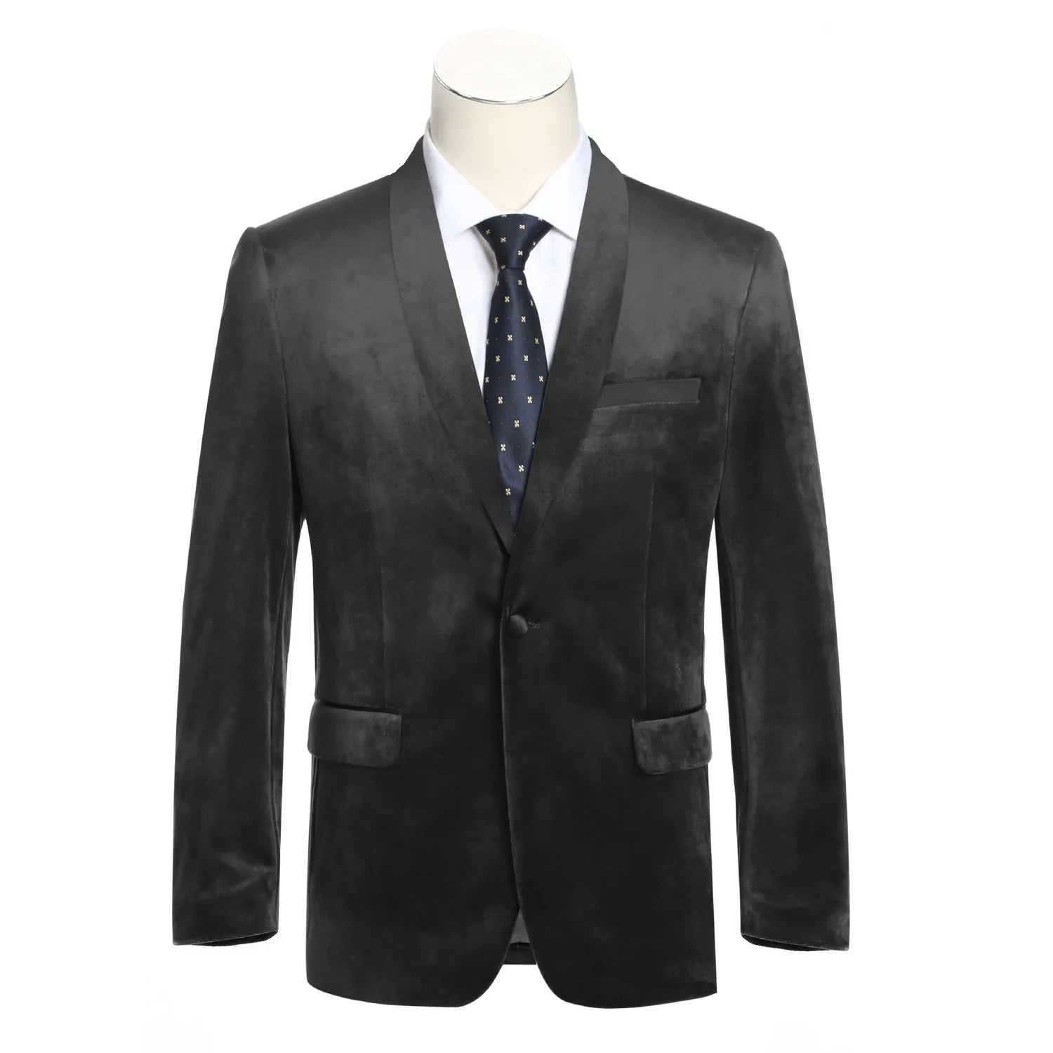 Men's Slim Fit Stretch Black Shawl Tuxedo Blazer