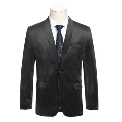 Men's Slim Fit Stretch Black Shawl Tuxedo Blazer