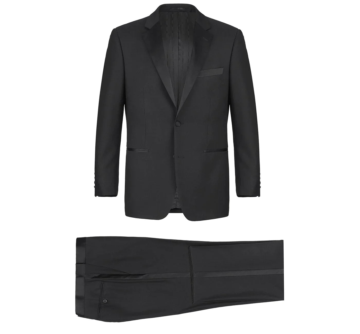 Men's Black Satin Notched Lapel 2-Piece Tuxedo Suit