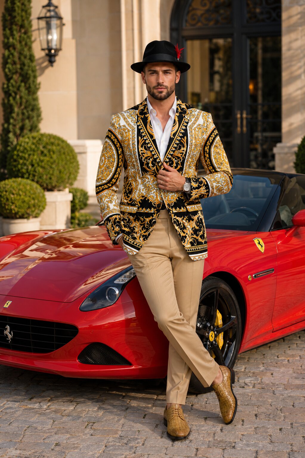 Black and Gold Baroque Outfit Set for Men
