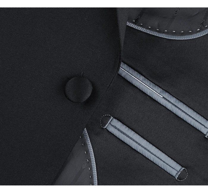 Men's Black Satin Notched Lapel 2-Piece Tuxedo Suit