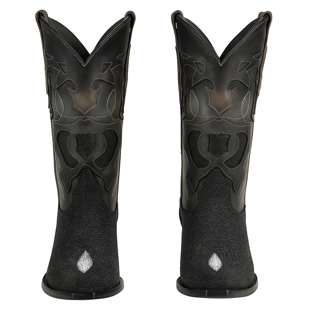 King Exotic Snip Toe Stingray Boots Black