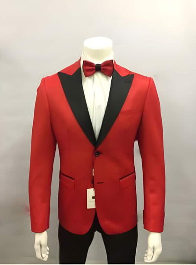 Black Lapel Jacket and Pants Black and Red Dress men's suit Comes with Black Pants
