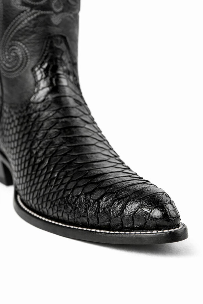 Python Skin Yellow Gold J Toe Boots for Men