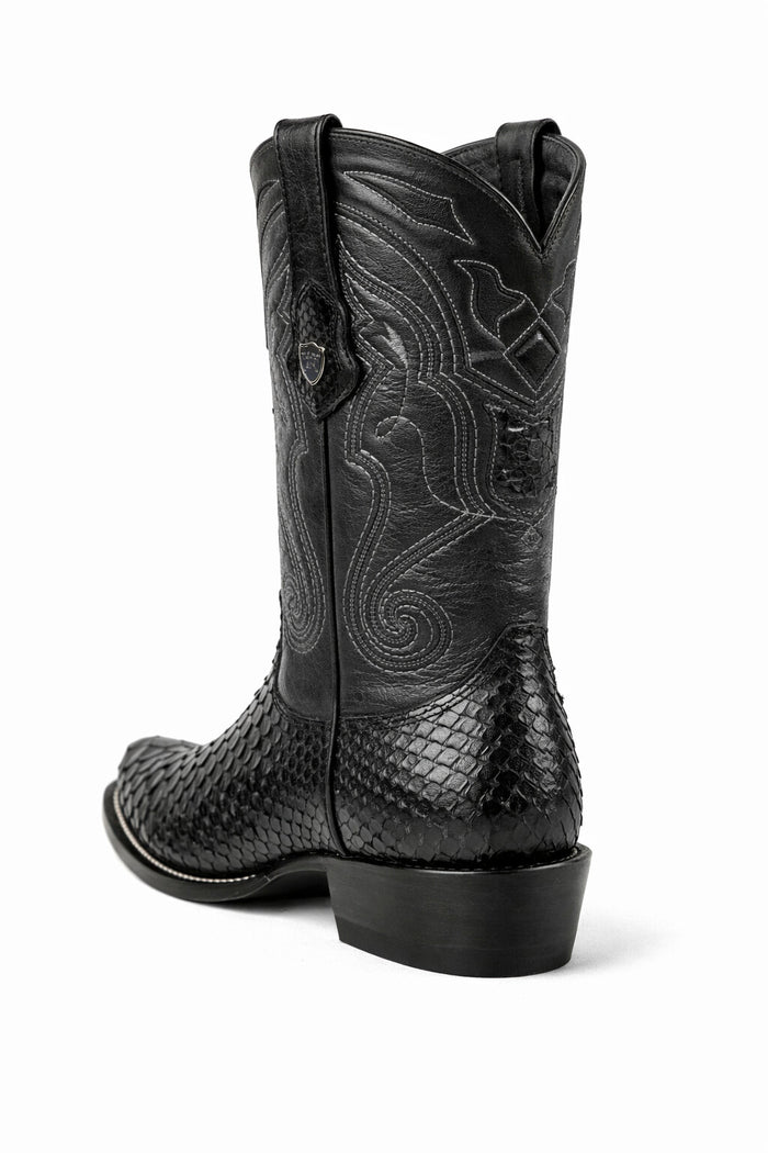 Python Skin Yellow Gold J Toe Boots for Men