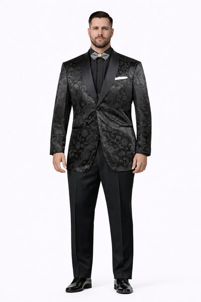 Mens Blazer - Paisley Sport Coat - Black Prom Tuxedo Dinner Jacket Blazer