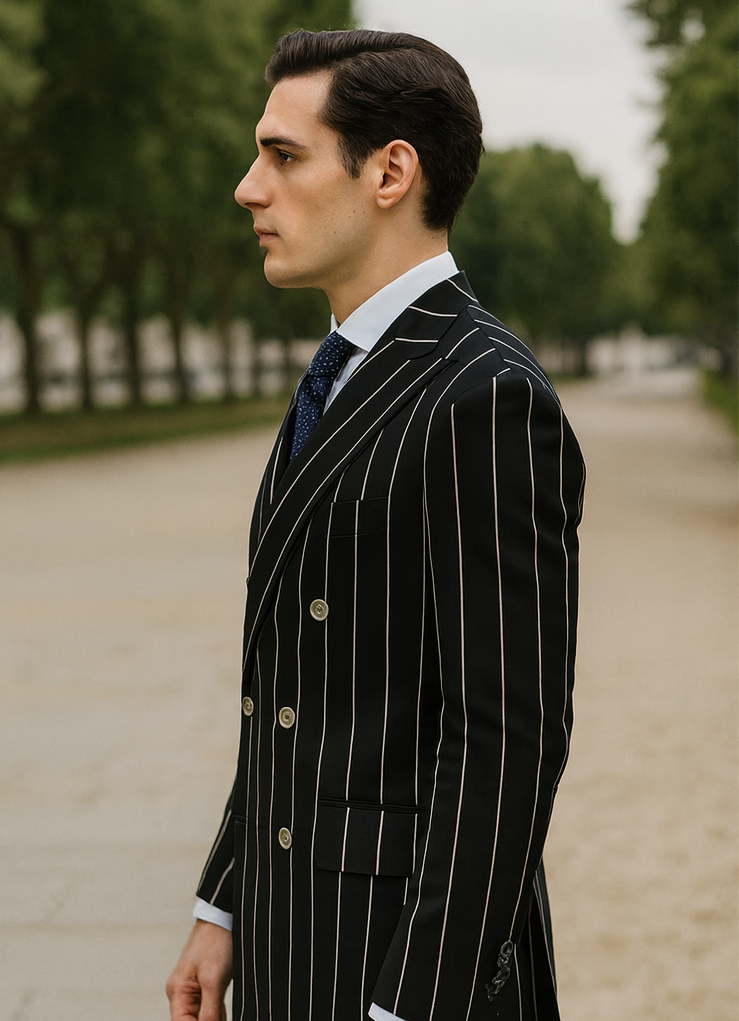 Black Pinstripe Double Breasted Gangster Suit
