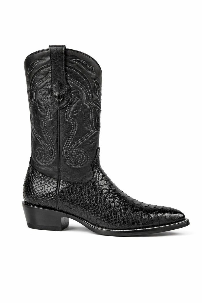 Python Skin Yellow Gold J Toe Boots for Men