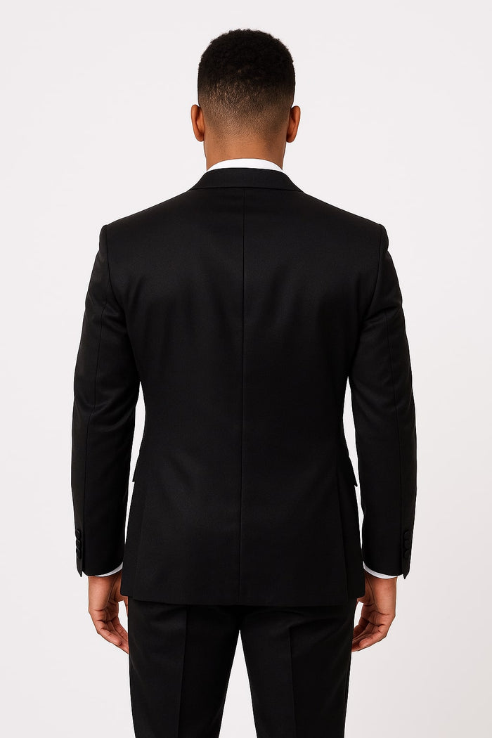 Black Satin 4-Piece Tuxedo Set for Formal Events