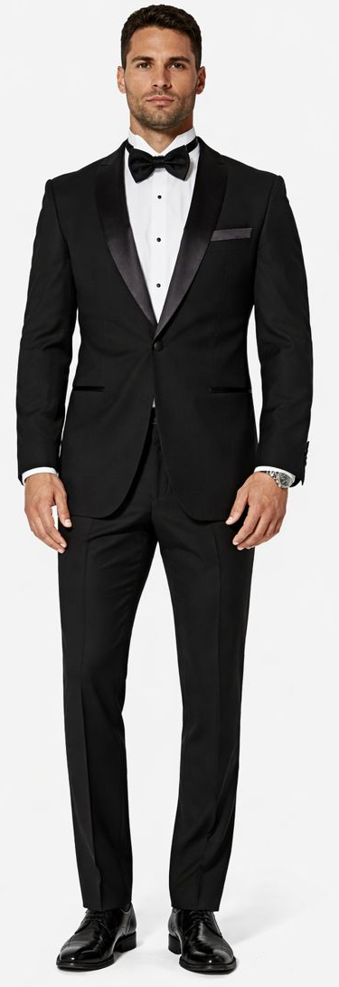 Black Slim Fit Tuxedo with Shawl Lapel – Wedding & Prom