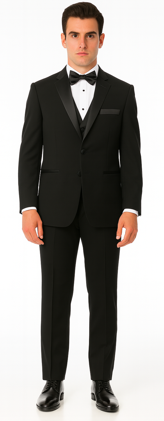 Black Tuxedo Slim Fit with Notch Lapel - Wedding - Prom