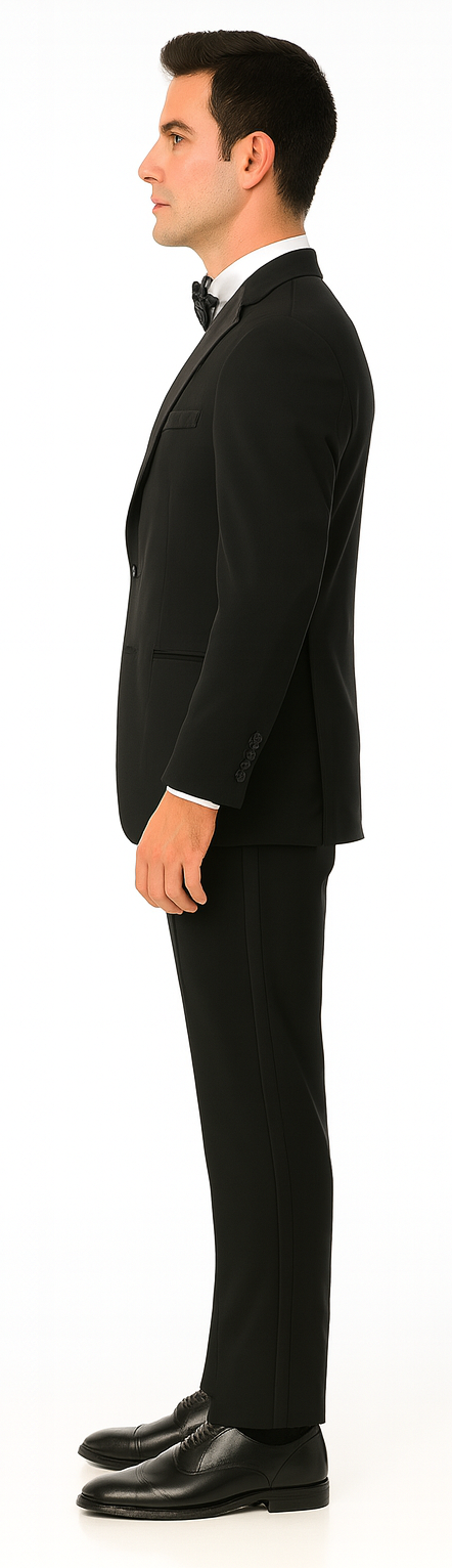Black Tuxedo Slim Fit with Notch Lapel - Wedding - Prom