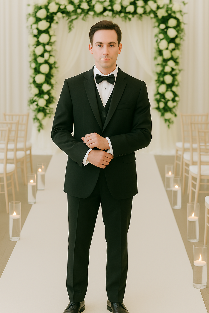 Black Tuxedo Slim Fit with Notch Lapel - Wedding - Prom