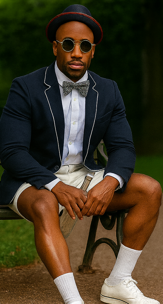 Black Tuxedo With White Trim With White Shorts