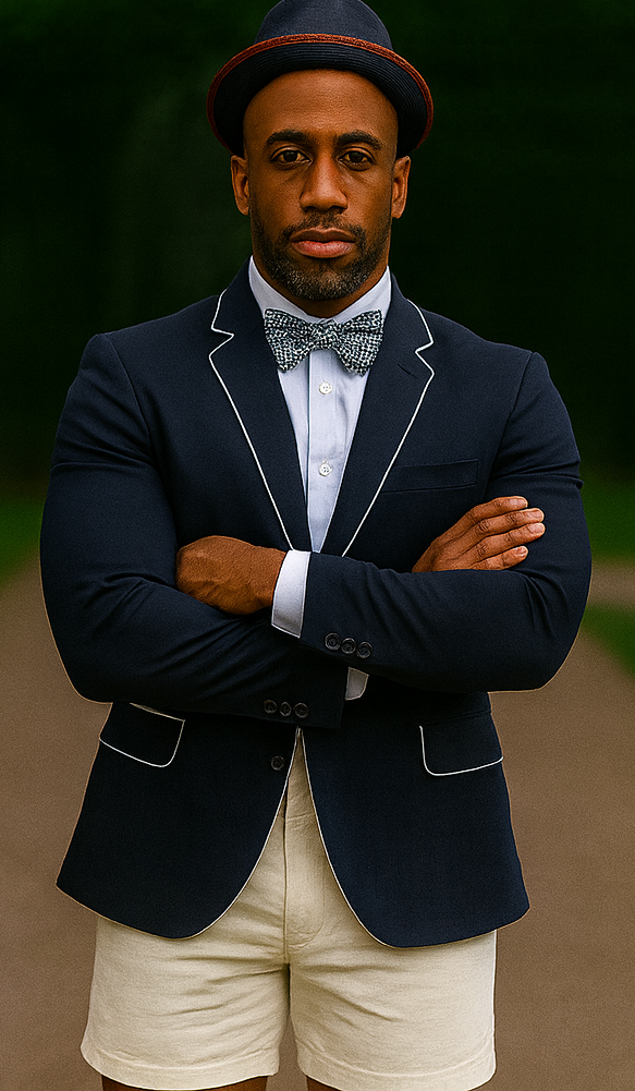 Black Tuxedo With White Trim With White Shorts