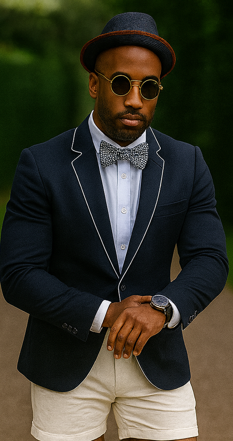 Black Tuxedo With White Trim With White Shorts