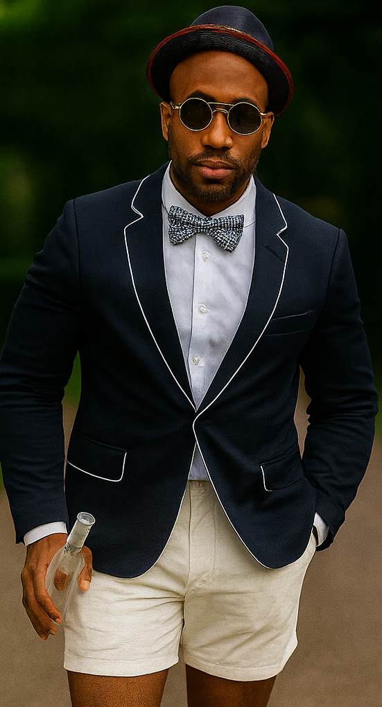 Black Tuxedo With White Trim With White Shorts