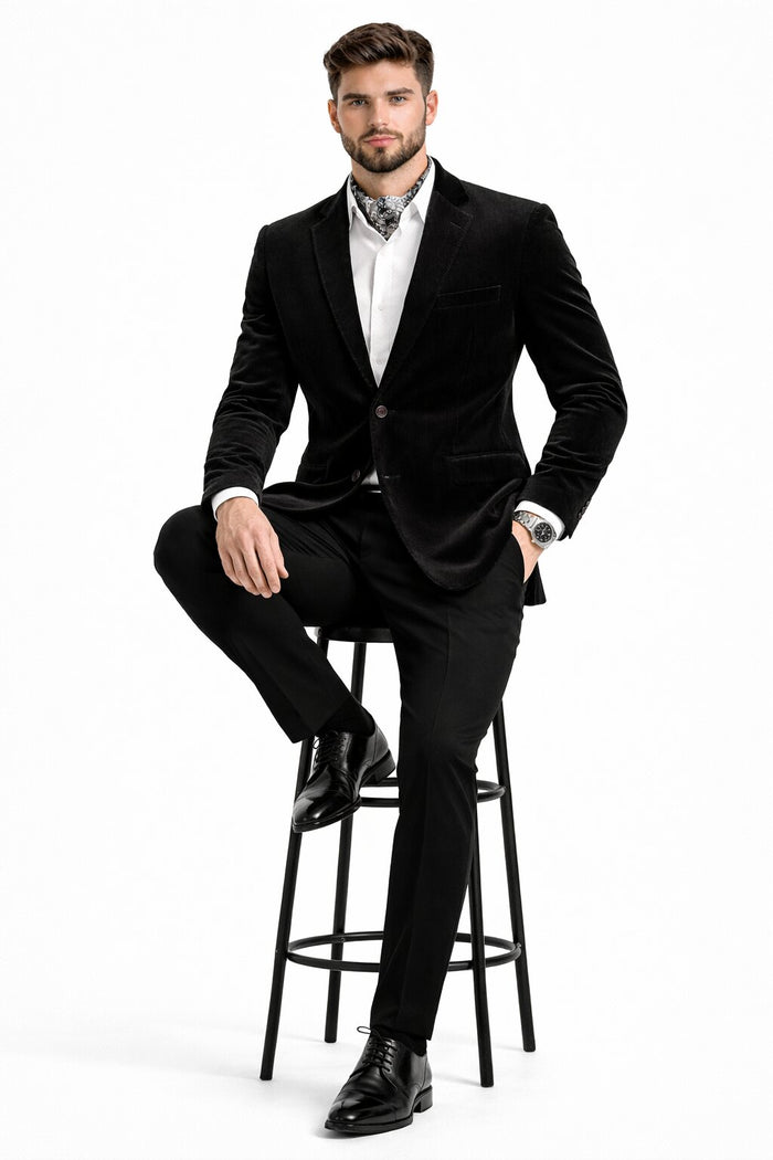 Men's Fashion 2 Button Velvet Jacket Royal Blue Men's blazer Jacket